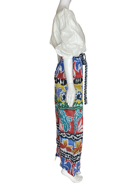 Mono Desigual Estampado Abullonado Recto Azul - Talla S