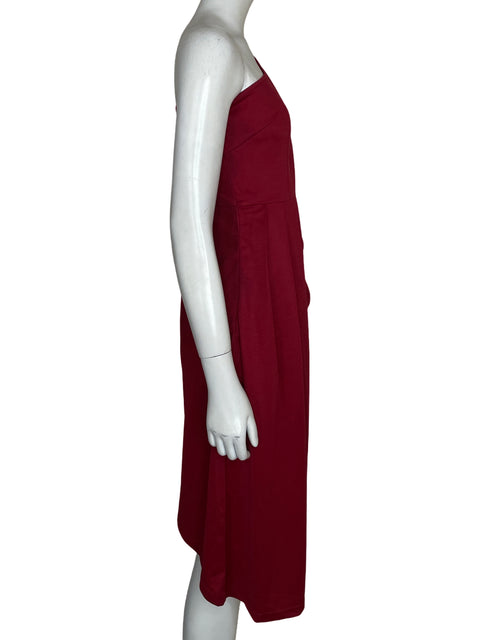 Vestido Tesoro Tps Asimétrico Plisado Rojo - Talla M