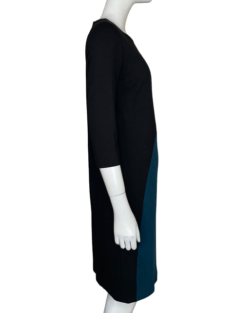 Vestido Punto Roma Midi Cuello v Azul - Talla 40