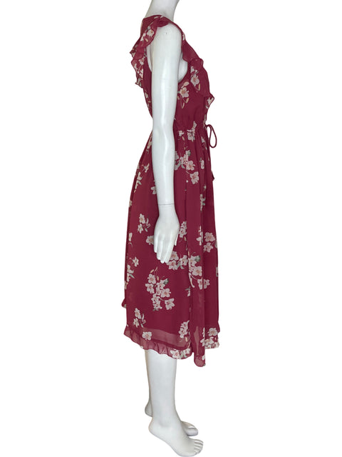 Vestido Abercrombie & Fitch Ruchas Estampado Suelto Rojo - Talla S