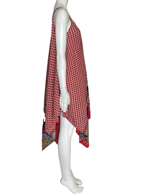 Vestido Bella Moda Pañuelos Tiras Estampado Rojo - Talla S