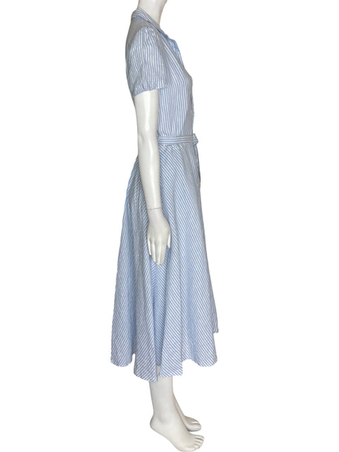 Vestido Polo Ralph Lauren de Algodón Manga corta Midi Rayas Azul - Talla 2