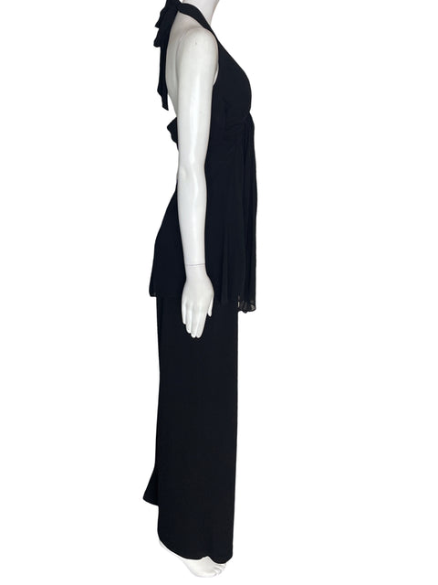 Mono White House Black Market Ruchas Halter Cuello v Negro - Talla 6