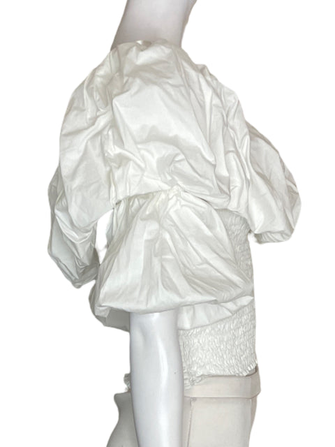 Blusa Padova Abullonado Ruchas Ajustado Blanco - Talla S