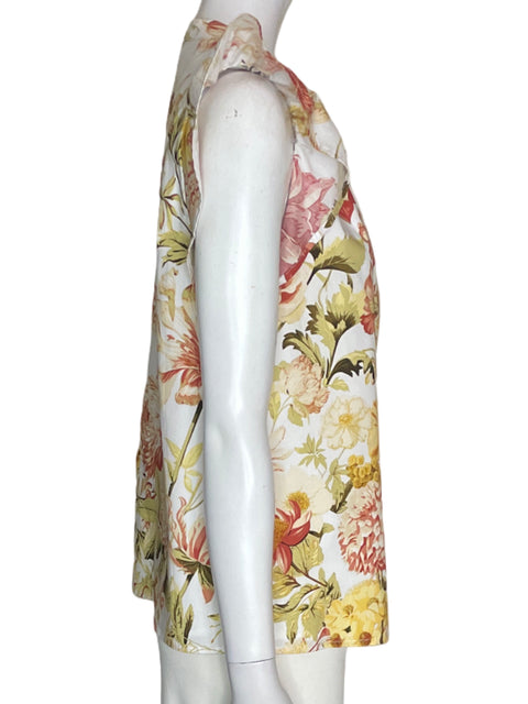 Blusa Sugarlips de Algodón Estampado Ruchas Cuello v Amarillo - Talla XS