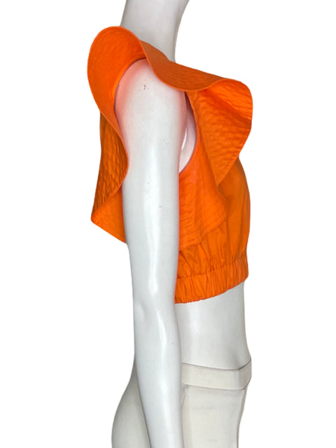 Blusa Studio F Ruchas Crop Cuello redondo Naranja - Talla XS