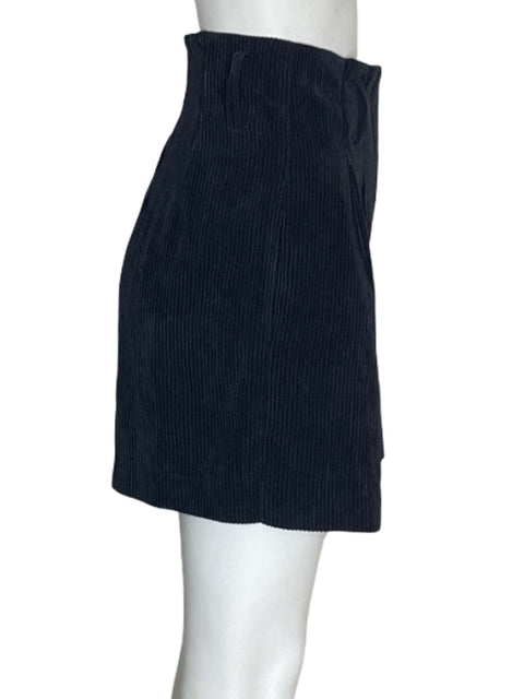 Short Zara de Algodón Pinzas Terciopelo Rayas Negro - Talla M
