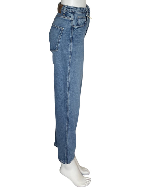 Pantalón Massimo Dutti Recto Jeans Boton Azul - Talla 38