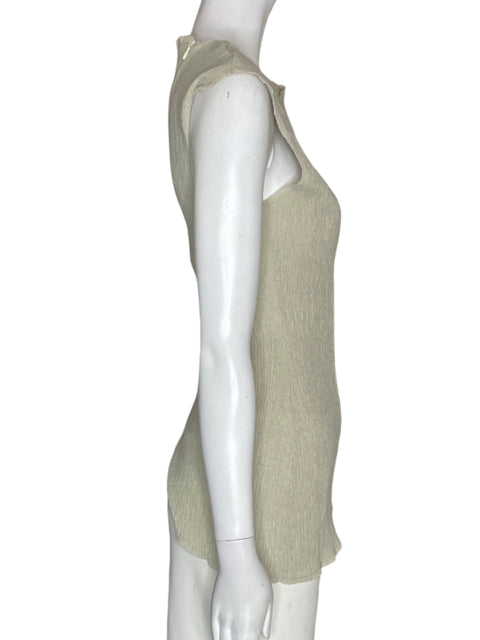 Blusa Zara Sin mangas Asimétrico Corrugado Beige - Talla S