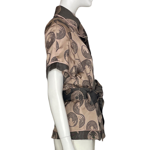 Blusa Bcbg Estampado Manga corta Fajon Marrón - Talla S