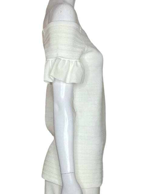 Blusa Ted Baker Out shoulder Ruchas Plisado Blanco - Talla L