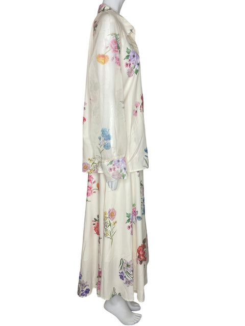 Conjunto Tesoro Tps Falda/camisa Maxi Estampado Blanco - Talla L