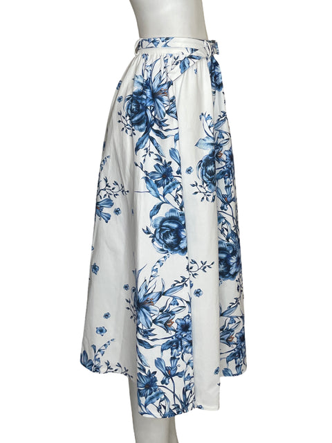 Falda Zara Estampado Floral Azul - Talla M