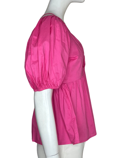 Blusa Aqua Mangas Abullonadas de Algodón Rosado - Talla XL