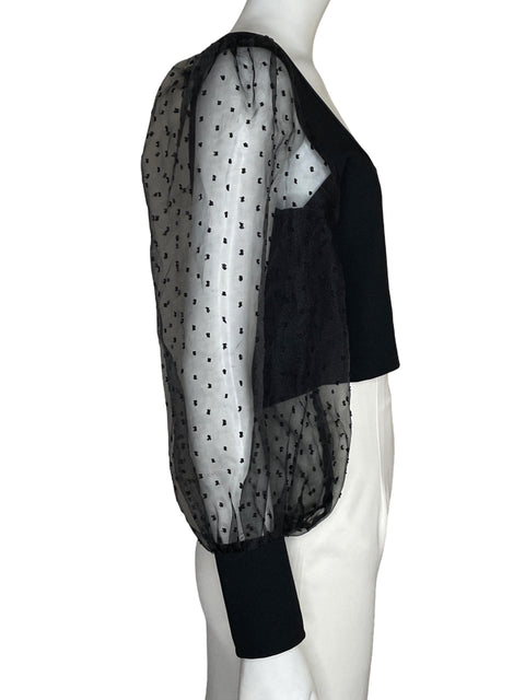 Blusa Hidden Brand Mangas Abullonadas Transparente Negro - Talla M