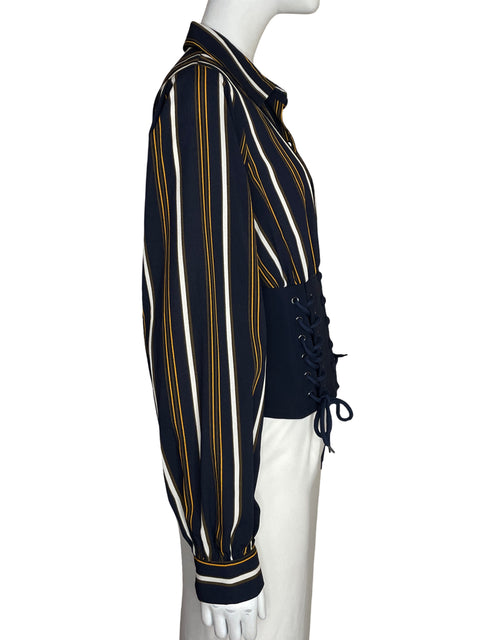Blusa Gracia Corset Rayas Azul - Talla M