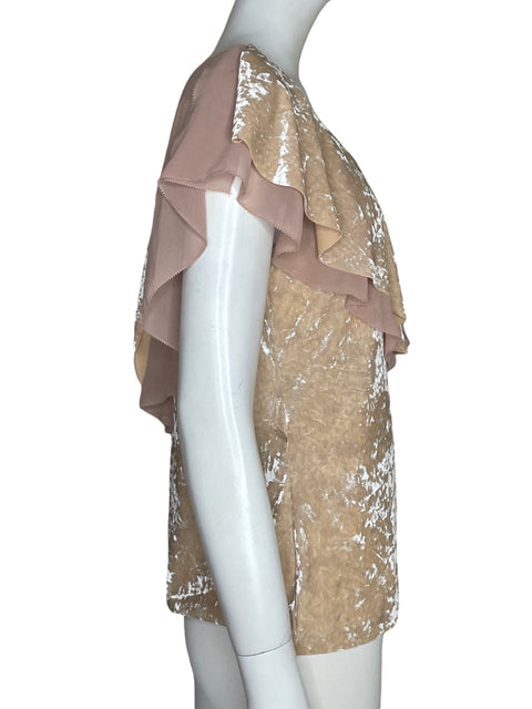 Blusa White House Black Market Terciopelo Cuello v Beige - Talla L