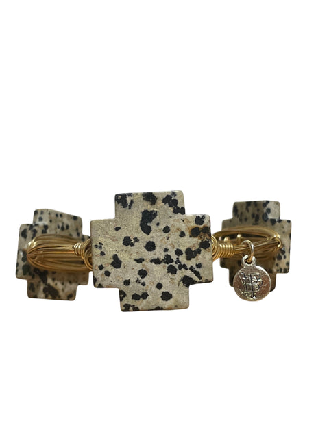 Pulsera Bourbon & Boweties Cruz Piedra Gris - Talla U