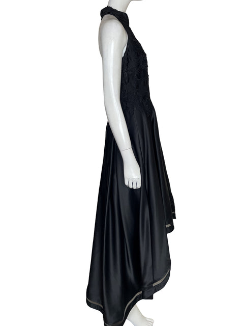 Vestido De Fiesta Nicole Miller New York Maxi Satinado Negro - Talla 10