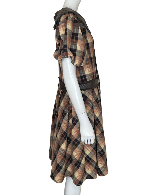 Vestido Ivy City Co Estampado Plisado Marrón - Talla XL