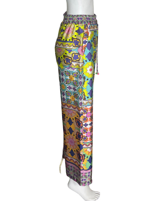 Pantalón Zara Recto Wide-leg Estampado Amarillo - Talla XS