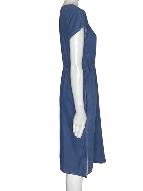 Vestido Boteli de Algodón Midi Ajustado Suelto Azul - Talla S