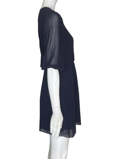 Vestido Sweet Storm Ruchas Suelto Transparente Negro - Talla M