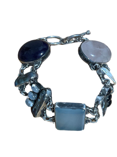 Pulsera Tesoro Tps Perlas Y Amatista Plateado - Talla U