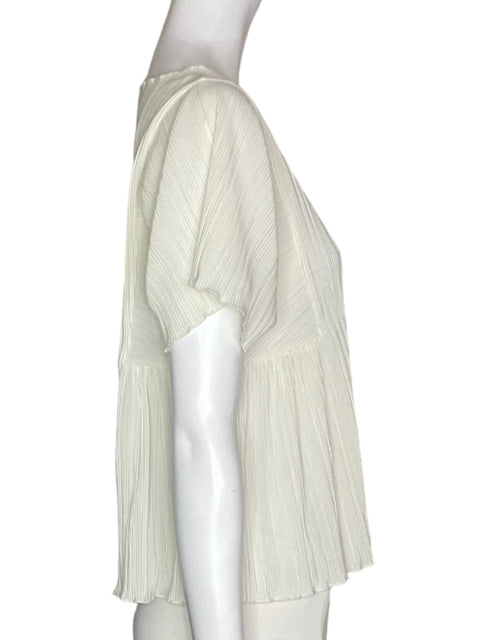 Blusa Madewell Manga corta Suelto Cuello redondo Beige - Talla S