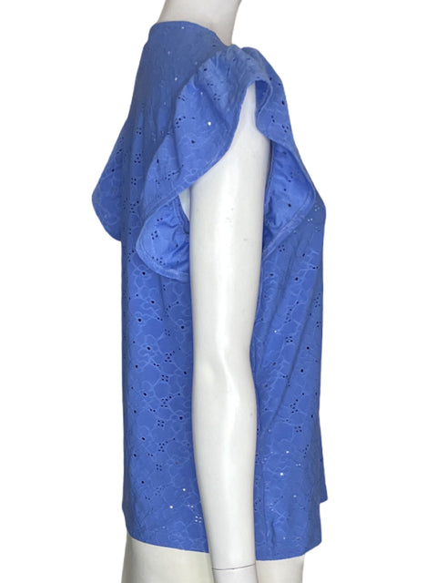 Blusa Michael Kors Troquelado Ruchad Liso Azul - Talla S