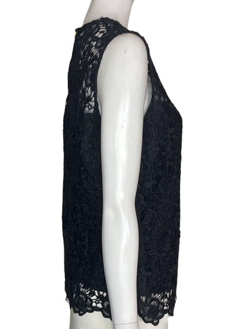 Blusa Nanette Lepore Troquelado Sin mangas Liso Negro - Talla M