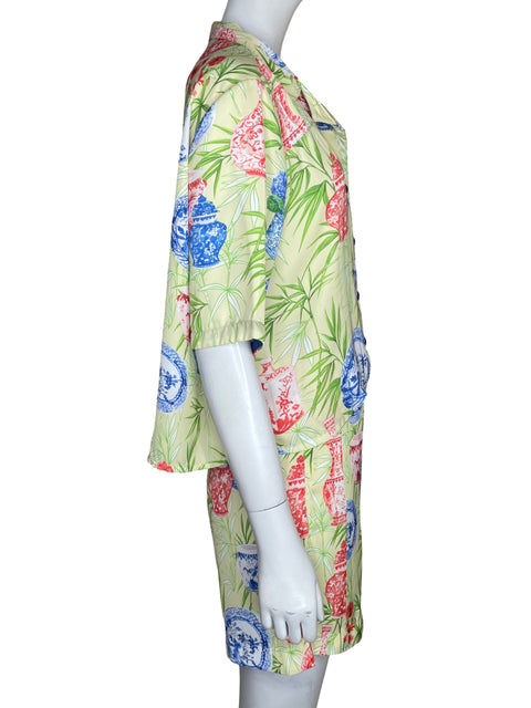 Conjunto Att/elier Estampado Satinado Verde - Talla M
