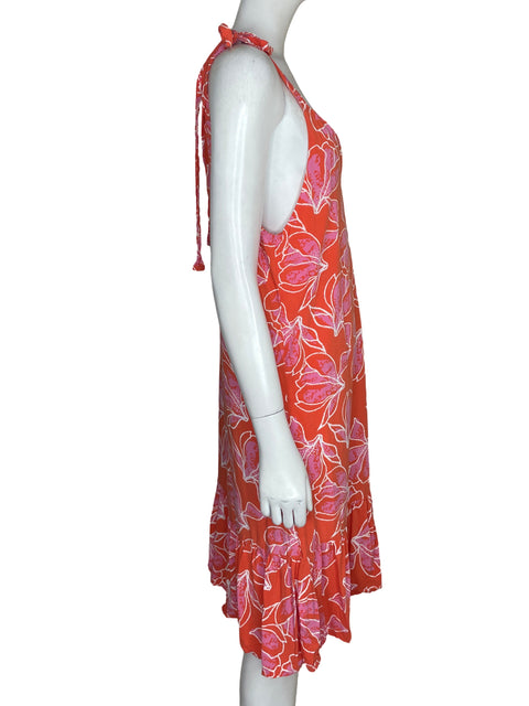 Vestido Arkitect de Viscosa Midi Estampado Cuello v Naranja - Talla L