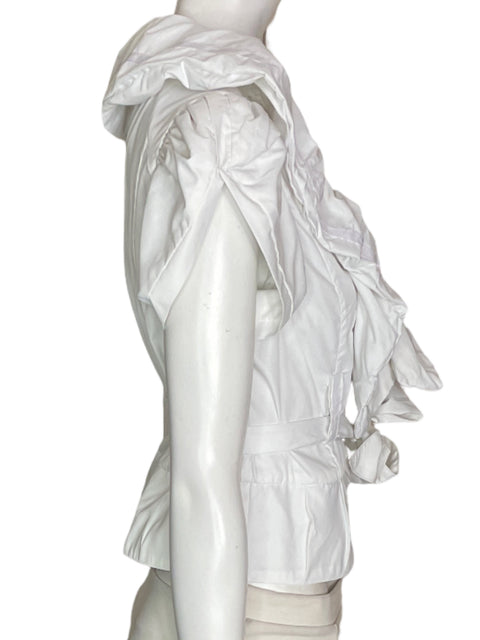 Blusa Gracia Globo Manga corta Fajon Liso Blanco - Talla M