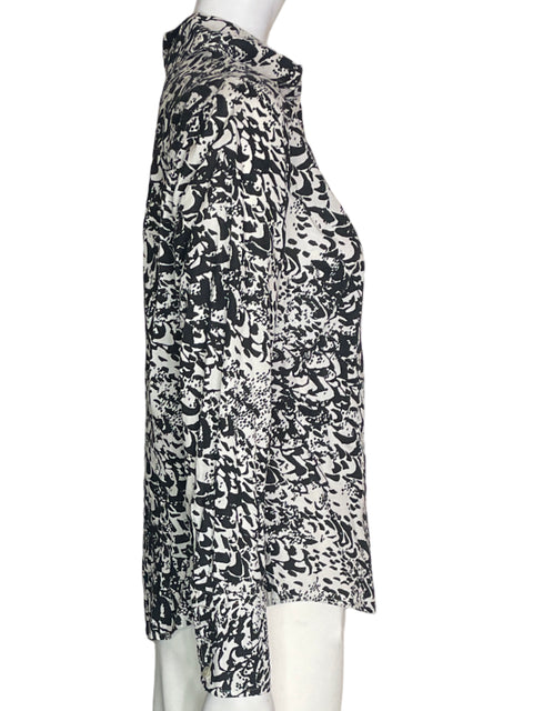 Blusa Ann Taylor de Algodón Estampado Manga larga Botones Negro - Talla 6
