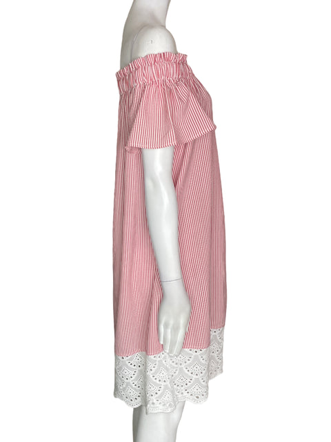 Vestido Mazik Rayas Tejido Outshoulders Rojo - Talla 6