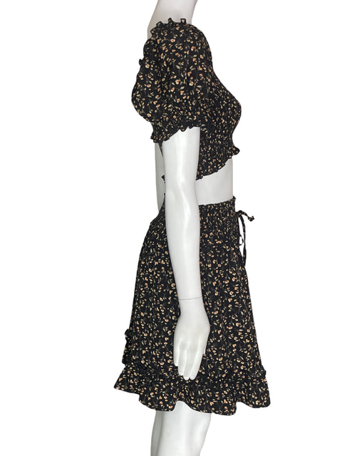 Conjunto Pepper Crane Estampado Blusa/short Abullonado Negro - Talla S