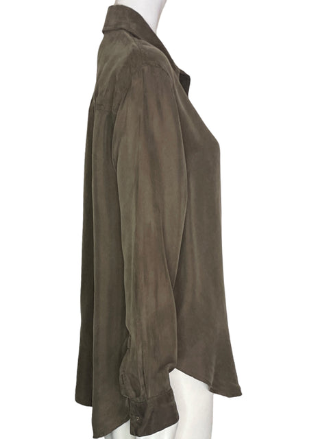Blusa Crescent  Satinado Botones Marrón - Talla S