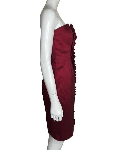Vestido Donna Morgan Midi Strapless Rojo - Talla 10