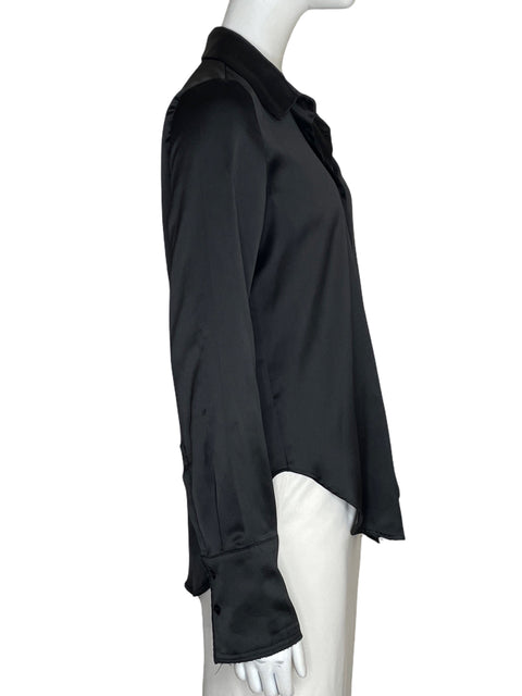 Blusa Zara de Seda Satinado Negro - Talla S