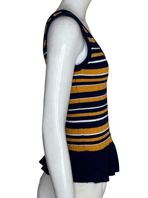 Blusa Ela de Viscosa Cuello v Rayas Azul - Talla XS