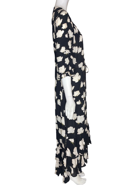 Vestido Tesoro Tps Liso Floral Estampado Negro - Talla S