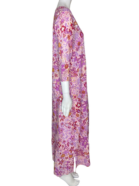 Vestido Ros Garder Estampado Manga larga Maxi Rosado - Talla M