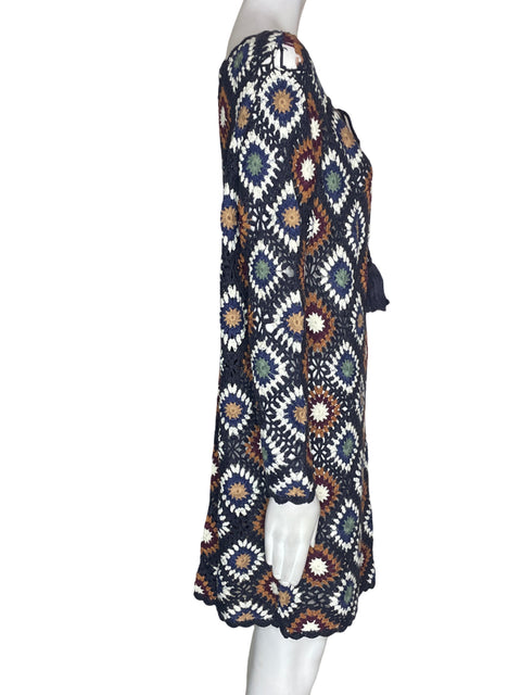 Vestido Tesoro Tps Estampado Midi Tejido Marrón - Talla M