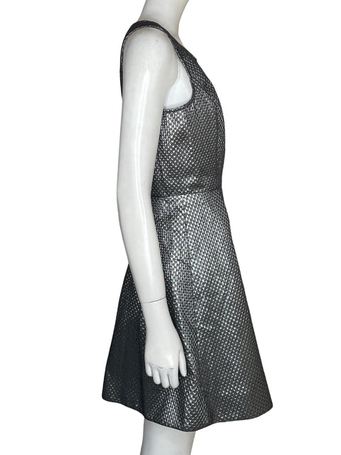 Vestido De Fiesta Frenchi Midi Metalizado Gris - Talla S