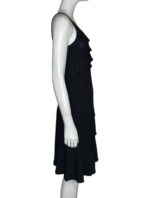 Vestido Zara Cruzado Vuelos Negro - Talla S