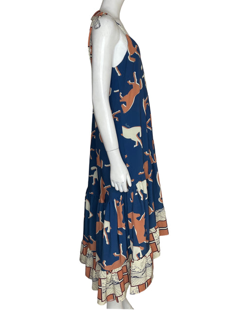 Vestido Lavi Estampado Cuello v Azul - Talla S