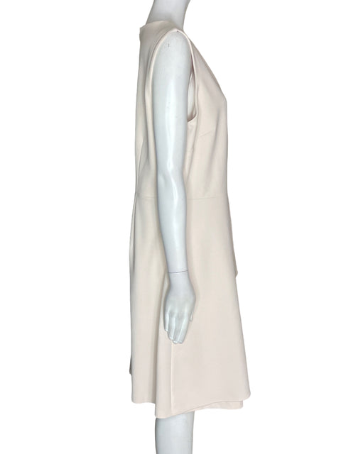 Vestido Calvin Klein Midi Liso Ruchas Beige - Talla 12