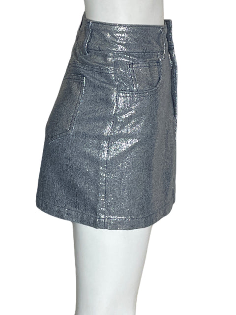 Falda Grig Satinado Mini Plateado - Talla S
