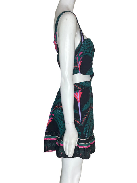 Conjunto Tesoro Tps Estampado Falda/blusa Tiras Verde - Talla S